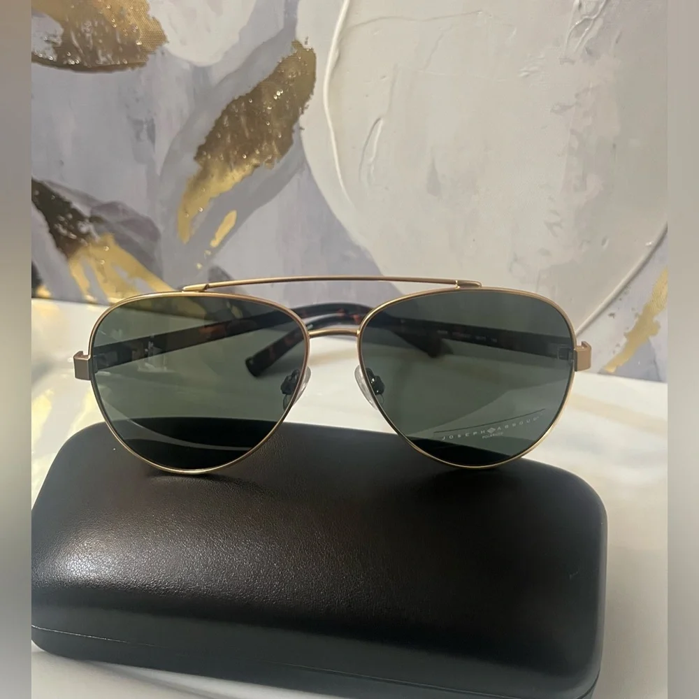 🛍️NEW Joseph Abboud Men’s Black/Gold Aviator Sunglasses